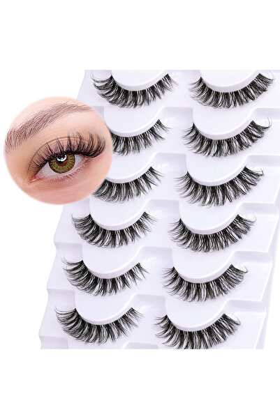 COOYA 7 أزواج من الرموش الصناعية، 14 مم، رموش طبيعية المظهر، رموش روسية مجعدة ومموجة، بدون مكياج