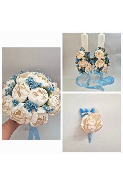 Yellow Tulip Pachet nunta/cununie, buchet mireasa, lumanari cununie,cocarda mire cu flori sola nemuritoare