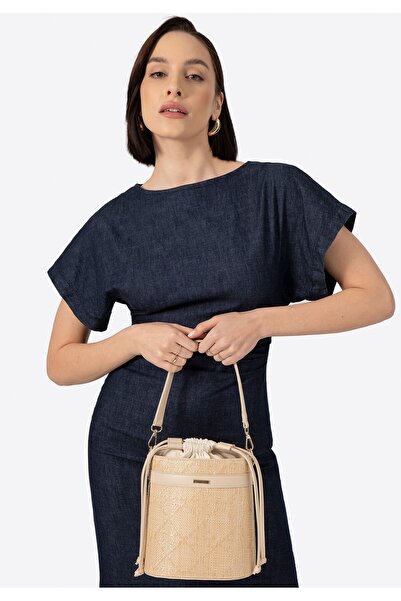 Wittchen Women's Woven Texture Bag, Beige, Polypropylene