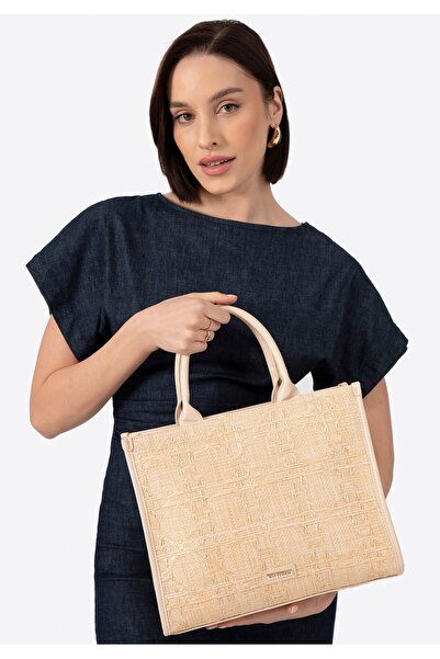 Wittchen Women's Woven Straw Beige Polypropylene Shopper Bag