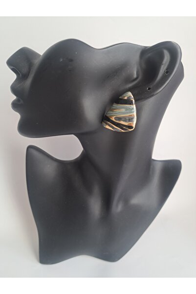 BHR AKSESUAR Gray Burgundy Triangle Earrings (3.3 cm)