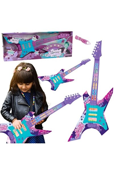 MAKSIK Chitară electrică pentru copii, Maksik, 4 corzi, design colorat, set cu curea, 60x22x5cm