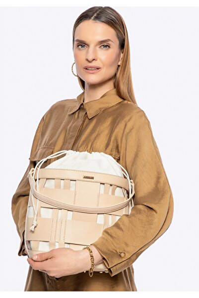 Wittchen Geantă de damă din piele țesută, bej, bej, piele