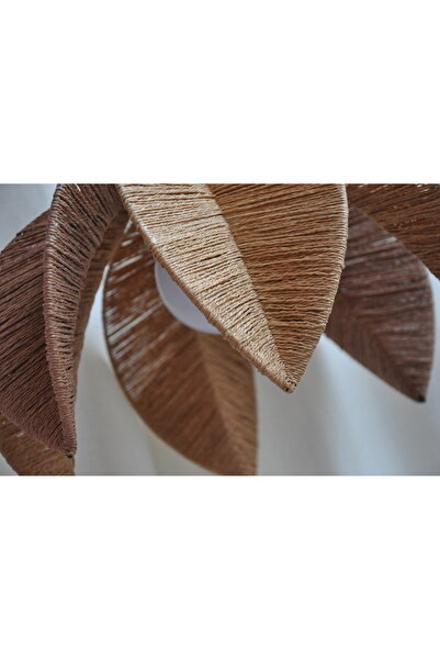 No branded El Yapımı Çiçek Model Jüt Hasır Rattan Avize - Bohem Rustik Iskandinav Tarz - Duy Dahil