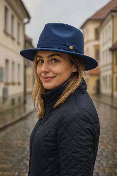 FELLMENS قبعة نسائية من نوع فوترو كاوبوي بتفاصيل أزرار معدنية باللون الأزرق ا...