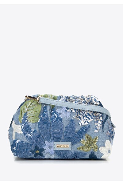 Wittchen Geantă crossbody pentru femei cu paiete, poliester albastru și verde