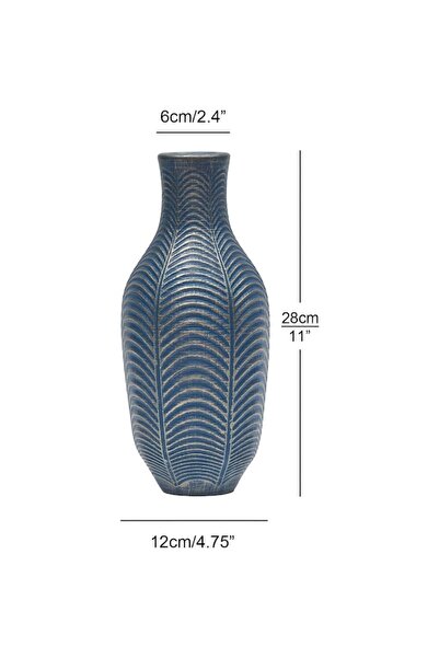 Suanti Vază decorativă cu flori, albastră, 28 cm, design modern înalt, pentru flori artificiale