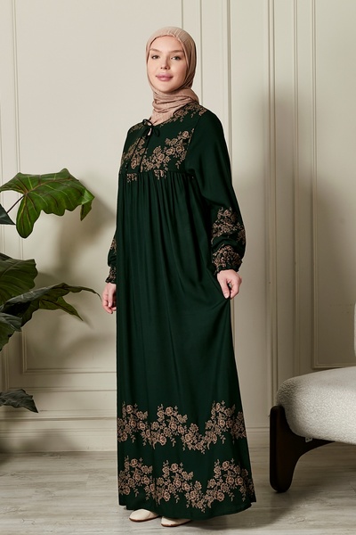 fistan Straight Robe with Button Front Viscose Fabric Tessiture Clothing Mother's Dress Prayer Dress