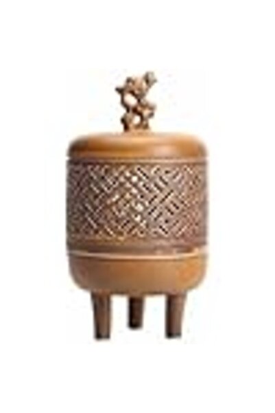 COOYA Indoor Ceramic Incense Burner - Sandalwood Burner, Ancient Zen Censer, Home Decoration, Hollow Desig