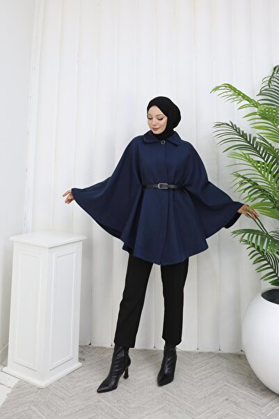 MİHRİZAR Women's Cashmere Poncho with Belt Detail
