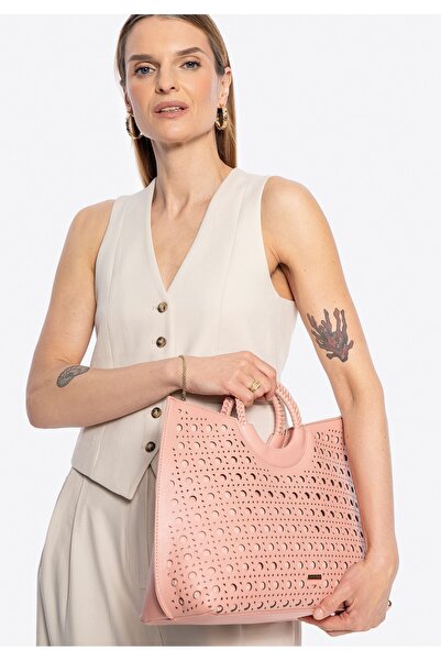 Wittchen Geantă de damă tip shopper din piele cu decupaje geometrice, piele roz