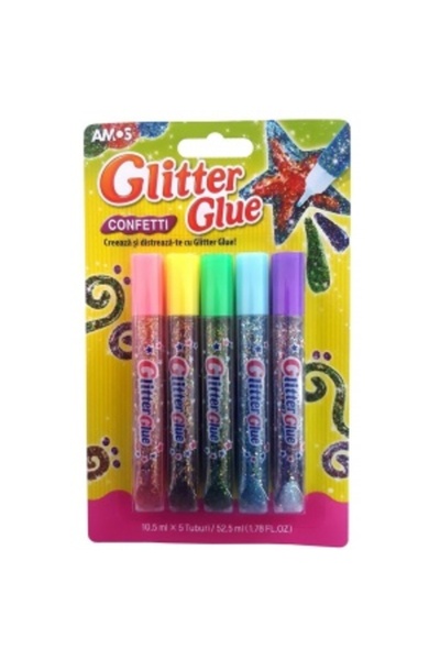Amos Lipici lichid cu sclipici și confetti, set de 5, Amos, GCF10B5