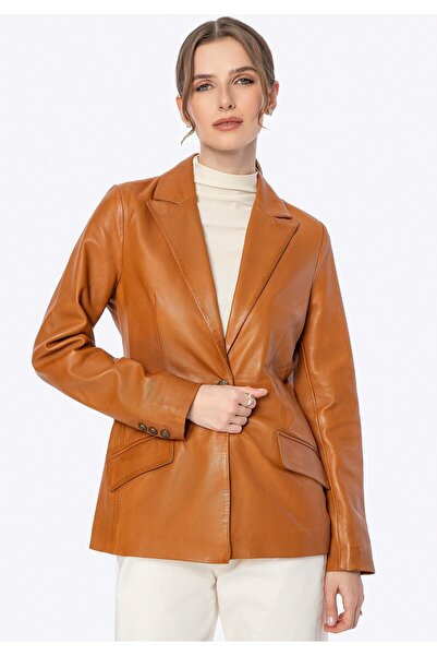 Wittchen Jachetă din piele de oaie pentru femei, culoare caramel, piele caramel