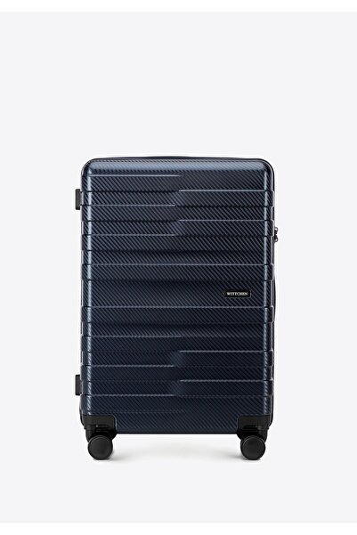 Wittchen Set de valiză bărbătească din policarbonat cu dungi orizontale, policarbonat albastru marin