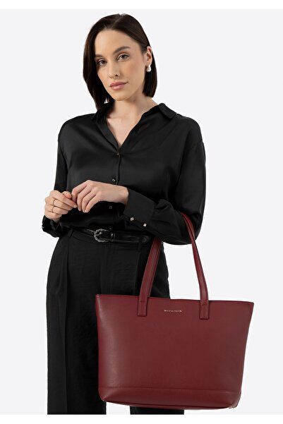 Wittchen Geantă pentru laptop de 15,6", piele artificială, vișiniu, vișiniu, -piele