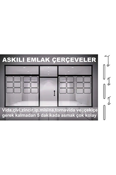 ETİKETLİK FİYATLIK ASKILI EMLAK VİTRİN ÇERÇEVE 20AD ( STOKTA 8 RENK)