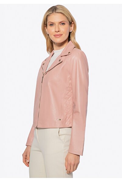 Wittchen Geacă de piele pentru femei cu cusături, roz, piele