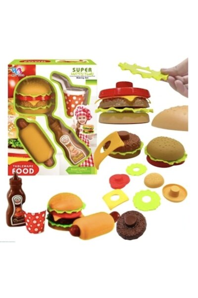 MAKSIK Set restaurant de joacă - hamburgeri, hot dog, accesorii, multicolor