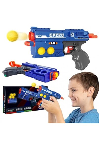 MAKSIK Set pistol de jucărie cu pompă - 2 ventuze, 3 proiectile moi, 4 bile de cauciuc, multicolor (358x217mm)