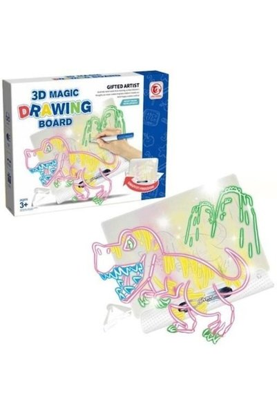 MAKSIK Set de tablă de desen magică 3D cu ochelari 3D și șabloane, 259x163mm