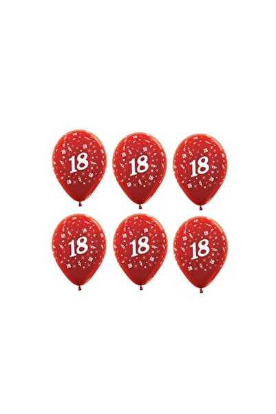 Doty 18th birthday balloon set, 30 cm, red, 6 pcs,