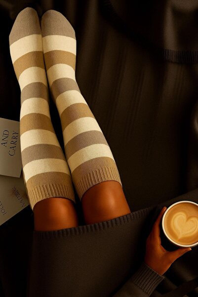 COTENCONCEPT 3 Pieces of Striped and Colorful Knee-Length Socks