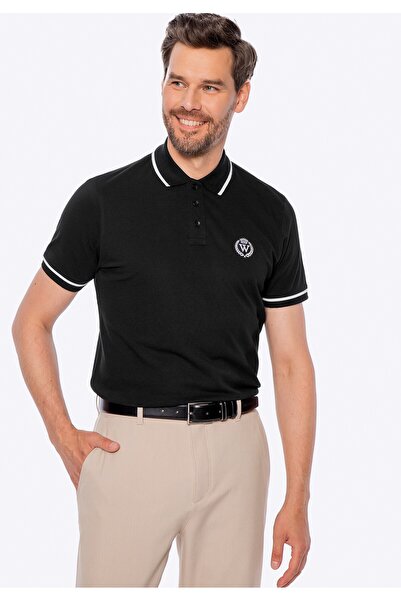 Wittchen Tricou polo bărbătesc din bumbac cu garnitură albă și neagră