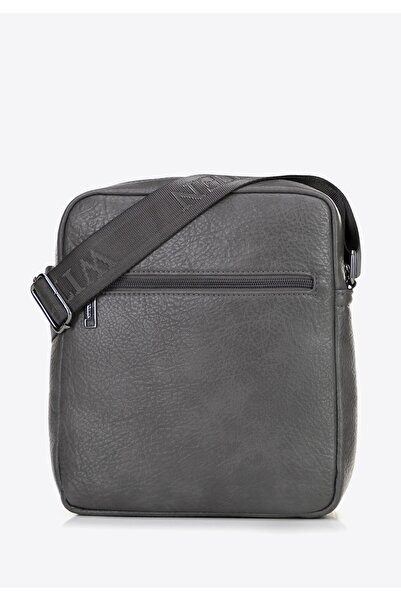 Wittchen Geantă bărbătească din imitație de piele cu curea reglabilă, gri, -p...