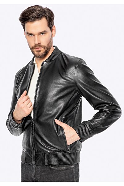 Wittchen Jachetă bărbătească din piele de oaie neagră din piele