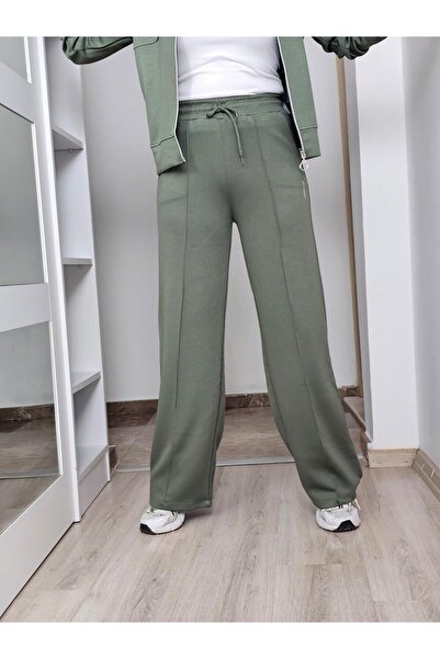 Felix Butik FELİX14108 Hakim Yaka Fermuarlı Haki Yeşil Modal Ceket-Pantolon Takım