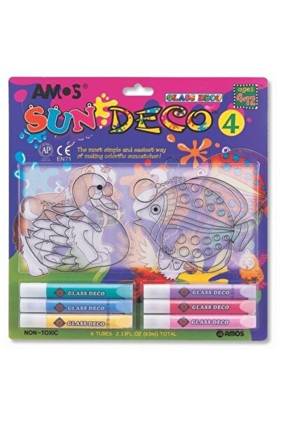 Amos Set creativ, 6 culori x 10,5 ml, 2 șabloane mari, culori asortate, Sun D...