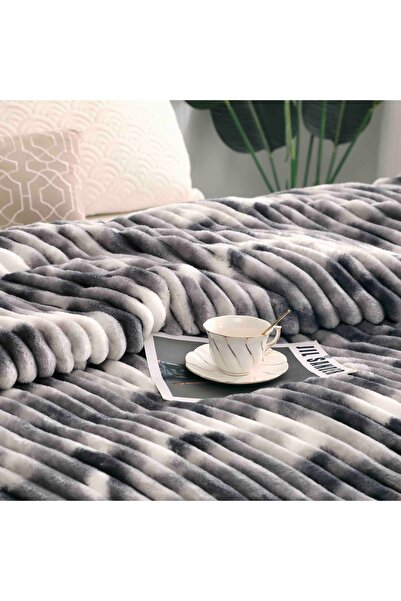 JOJO HOME Αφράτη κουβέρτα cocolino, 200x230cm, ριγέ σχέδιο, Γκρι Πολύχρωμο