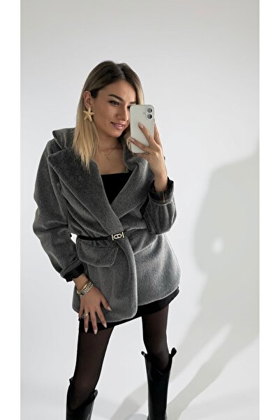 B & B Boutiquee Gri kırçıllı blazer ceket