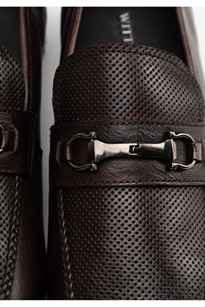 Wittchen Men's Leather Loafers with a Buckle on the Strap, Dark Brown, Leather