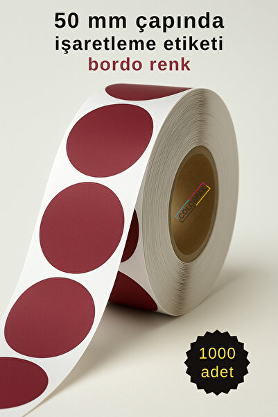 COLORPAK 50 мм точкова етикетка бордова 1000 штук маркувальна етикетка