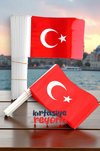Venino 12x17 Çıtalı Kağıt Türk Bayrağı 80 Adet