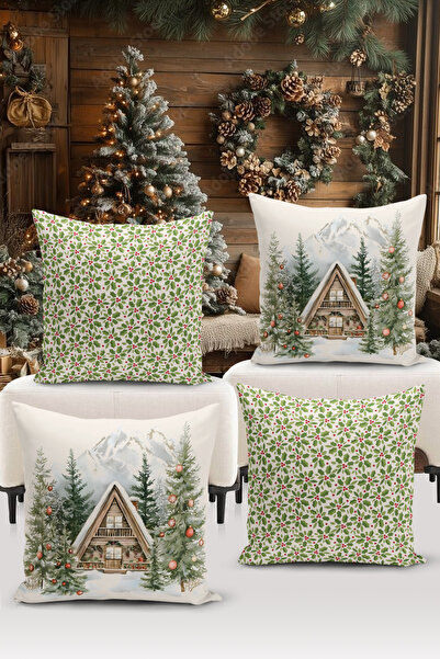Bertille Home Seria de Anul Nou, set de cu imprimeu huse de pernă digitale cu...