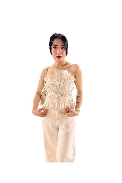 Moon White tube Fashion thessa basic cotton linen sexy uneven summer daily casual tube top