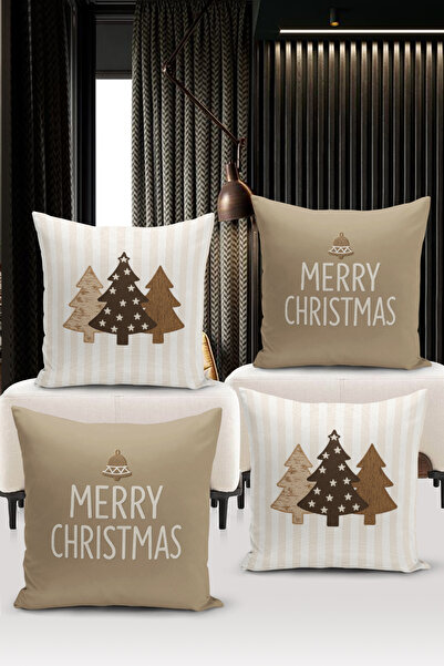 Bertille Home Новогодишна серия двустранни цифрови печатни 4-компонентни комплекти калъфи за възглавници (коледни калъфи за възглавници)