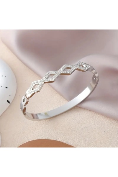 takantakana Steel Zircon Stone Inlaid Prism Bracelet, in Wooden Box