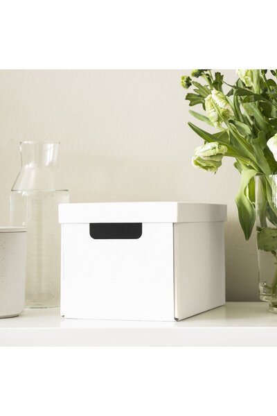 IKEA Storage Box With Lid, White, 18x25x16 cm