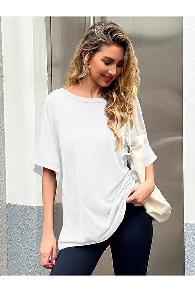 Generic Fisoew Women Oversized T-Shirt Summer Casual Short Sleeve Loose Tee
