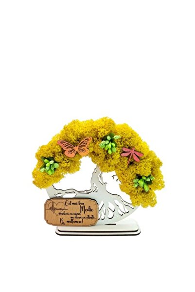 OEM Decorative Frame - Tree of Life with Stabilized Moss, Family Message, White, 15 cm