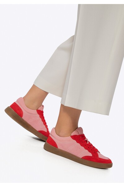 Wittchen Teniși din piele întoarsă pentru femei cu elemente contrastante roz ...