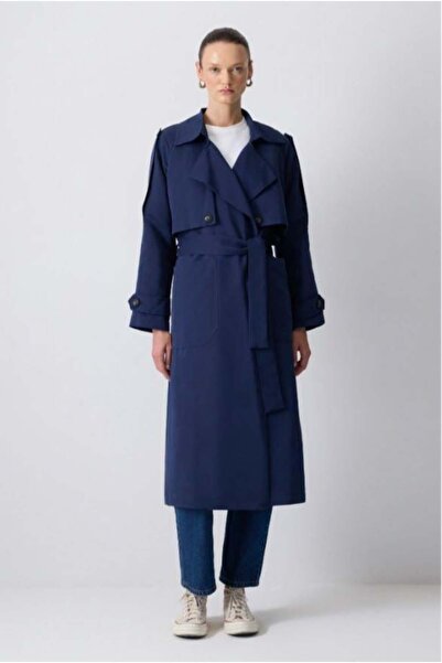 Touche Apolet Detaylı Trençkot Lacivert