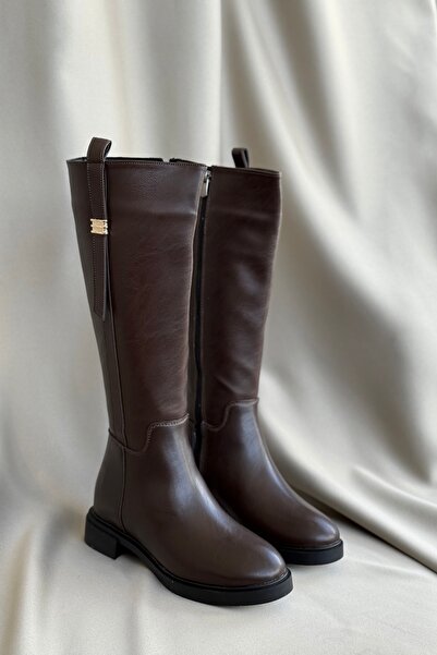 topuksarayı حذاء نسائي من زانا ذو نعل مسطح ومشبك - بني