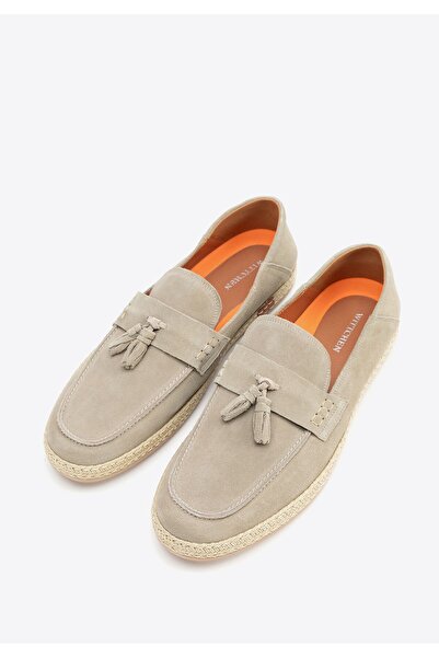 Wittchen Men's Beige Suede Leather Loafers with Tassel
