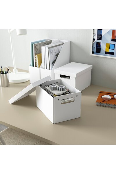 IKEA Storage Box With Lid, White, 18x25x16 cm