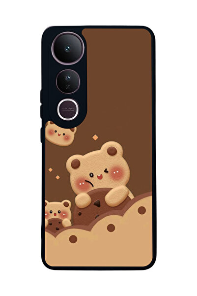 Aksel Kılıf متوافق مع Vivo V50 Lite مطبوع ، أسود غير لامع، سيليكون ناعم، واقي...