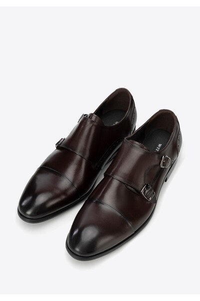 Wittchen Pantofi bărbătești double monk din piele maro închis, piele maro închis
